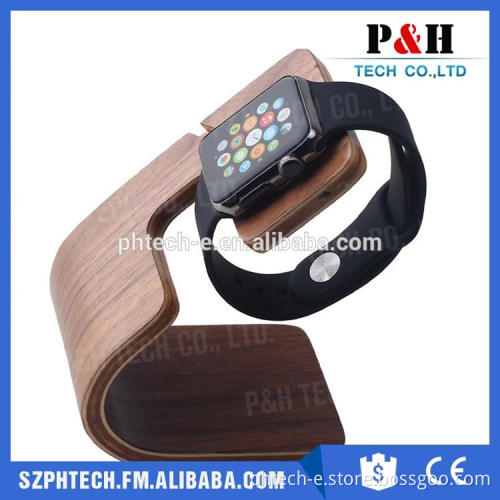 wood products Wood Stand For Apple Watch and Mobile Phones With Cable Groove and Holes For Charging